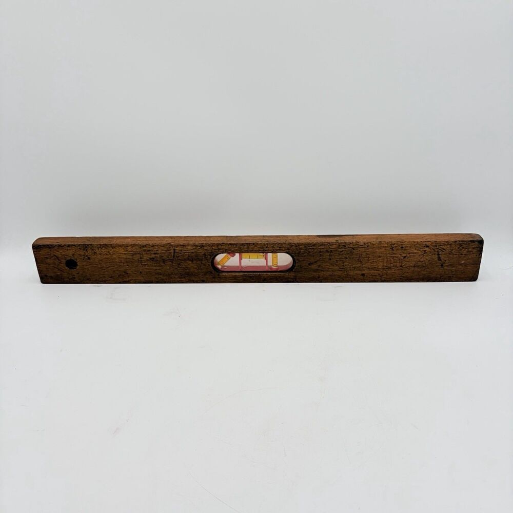 VINTAGE WOOD SPIRIT LEVEL 24” Carpenter Tool 3 Bubble Vial Unbranded